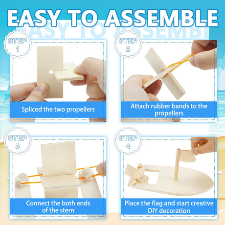 Amersumer 10 Pcs DIY Toy Wood Boat Craft Kits, Mini Wooden Sailboat Kits, Paddle Boats Paint and Decorate for School Projects, Make Your Own Sailboat Craft Amersumer