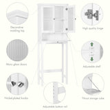 Spirich Over The Toilet Storage Cabinet with Muro Glass Doors, Over Toilet Bathroom Organizer with Tilt-Out Cube and Adjustable Shelf, White Spirich