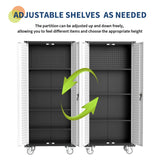 GarveeHome 72 in Steel Rolling Tool Cabinet with Lock | Heavy-Duty Garage Storage w/ 4 Adjustable Shelves & Pegboard | Industrial Organizer for Workshop Home GarveeHome
