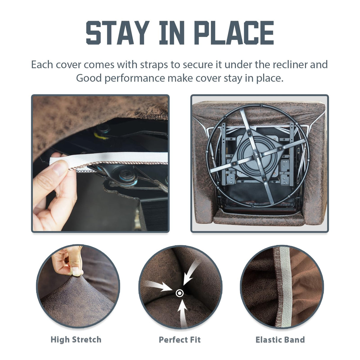 ANARACHON Leather Like Recliner Chair Covers Heavy Duty, 4 Pieces Lazy Boy Recliner Cover for Recliner Chair, Leather Cover for Recliner slipcovers Washable for Pets (Dark Brown) ANARACHON