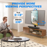 Rfiver Universal Swivel TV Stand Table Top TV Stand for 32-65,70,75 Inch LCD LED TV up to 110 lbs -Height Adjustable Center Pedestal Stand Replacement with Heavy Duty Tempered Glass Base Rfiver