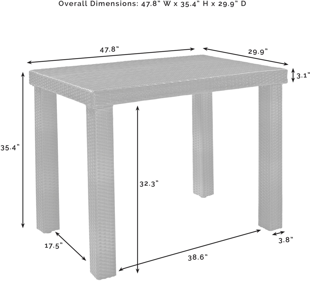 Crosley Furniture Palm Harbor 6-Person Rectangular Counter-Height Outdoor Bar Dining Table for Outside Patio, Brown Crosley Furniture