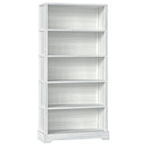 Antique White 5-Shelf Wood Bookcase - Elegant Floor Standing Storage Solution TVU