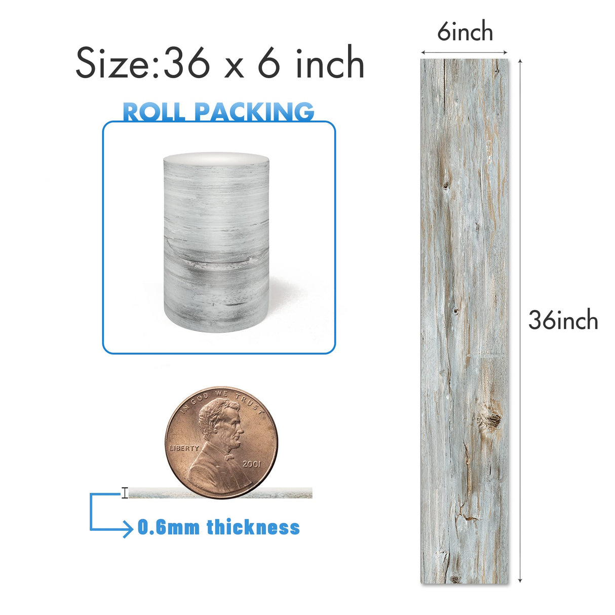 Waterproof Peel and Stick Floor Tile, 36 Pack 54 Sq.Ft（NO Sticky Residue Left） Wood Plank Vinyl Tile Stickers, Self-Adhesive DIY Flooring Tiles for Bedroom, Living Room, Bathroom （36" x 6"，Dustgray） Lareko