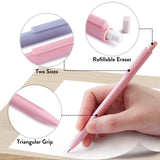 Four Candies Cute Mechanical Pencil Set, 6PCS Pastel Mechanical Pencils 0.5 & 0.7mm with 360PCS HB Pencil Leads, 3PCS Erasers and 9PCS Eraser Refills, Aesthetic Mechanical Pencils for Girls Writing Four Candies