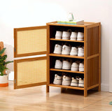 HOLMZCED Bamboo Nightstand with 2 Drawers, Rattan Night Stand Freestanding End Table with Large Capacity Modern Bed Side Table Dark Brown for Living Room HOLMZCED