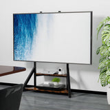 unho TV Stand with Mount, for 65 to 100 inch Large LCD/LED Flat Curved Screen Adjustable Heights Bracket Heavy Duty 2 Wooden Shelves Base VESA 800x600mm Max.Load Bearing 100kg unho