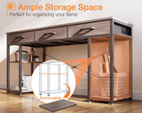 ODK Office Small Computer Desk: Home Table with Fabric Drawers & Storage Shelves, Modern Writing Desk, Grey Oak, 48"x16" ODK