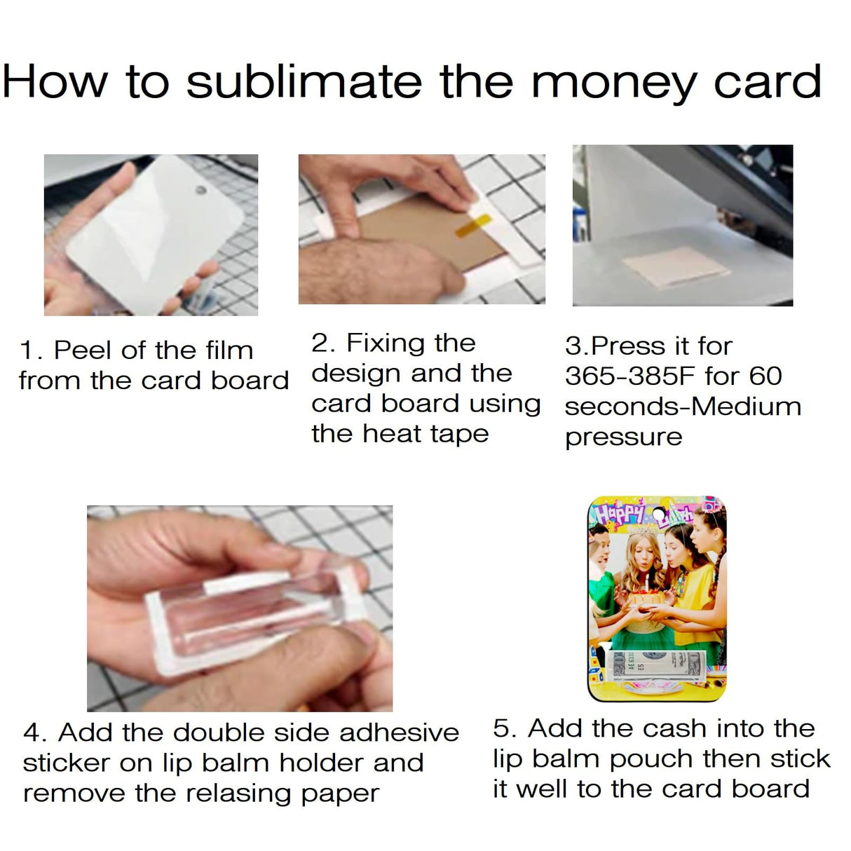 Sublimation Money Card Blanks Father's Day Money Gift Card Holder with Lip Balm Pouches,Lipstick Pouches with Adhesive,Printable MDF Hard Board for DIY Crafts Making for Birthdays Graduation (3PCS) RF REENFAYA