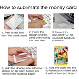 Sublimation Money Card Blanks Father's Day Money Gift Card Holder with Lip Balm Pouches,Lipstick Pouches with Adhesive,Printable MDF Hard Board for DIY Crafts Making for Birthdays Graduation (3PCS) RF REENFAYA