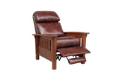BarcaLounger Mission 7-3323 (Craftsman) All Leather Push Back Manual Recliner Chair - 5702-87 Wenlock Fudge All Leather BarcaLounger