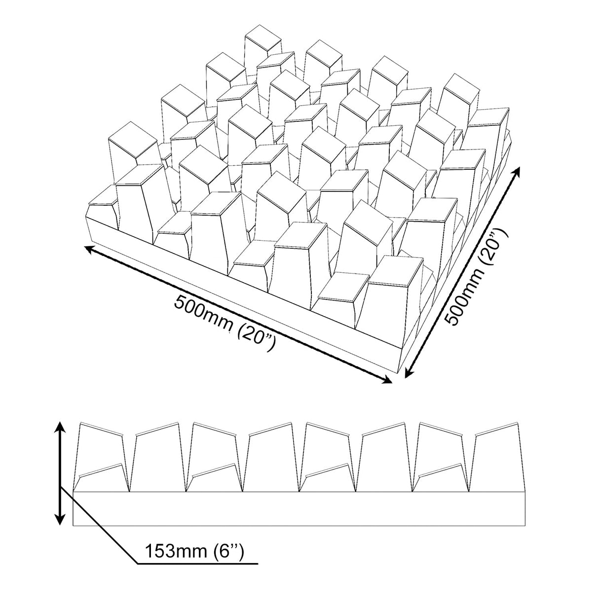 (2 Pack) — Sound Acoustic Studio Diffuser «Sirius» | 2D QRD | Diffusion - Reflection - Absorption - Soundproofing - Insulation | Wall Art Panel | (20"x20"x6" (50x50x15.3cm), Black) ua-acoustics