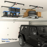 KOKORACKER Garage Ceiling Storage Racks, Heavy-duty 4x4 Ft Overhead Garage Storage Rack with Safety Lock, Ideal for Overhead Storage Mounted Lift System and Storage Organizer, 250lbs Capacity KOKORACKER