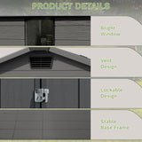 Greesum 6x4FT Plastic Outdoor Storage Shed with Floor, Resin Sheds with Lockable Double Door, Window & Vents, All-Weather Tool Sheds for Garden, Backyard, Patio, Dark Gray Greesum