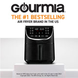 Gourmia Air Fryer Oven Digital Display 7 Quart Large AirFryer Cooker 12 Touch Cooking Presets, XL Air Fryer Basket 1700w Power Multifunction GAF716 Black and Stainless Steel Accents FRY FORCE 360° Gourmia