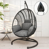Hanging Egg Chair with Stand - Egg Swing Chair Outdoor Indoor Patio Wicker Chair Swing Hammock Egg Chairs 400lbs Capacity for Outside Patio, Bedroom, Garden and Balcony（Black） TQKVIPI