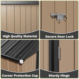 Greesum 8×6FT Outdoor Storage Shed, Metal Patio Storaged Sheds with Lockable Doors, Sheds & Outdoor Storage for Bike, Backyard, Pool and Garden, Brown Greesum