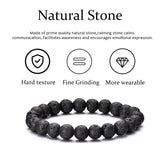 RANKEEF Tiger Eye Bracelet For Men 8MM Natural Stone Beads Bracelet Set Stretch Lava Rock Bracelets Adjustable Black Crystal Beaded Bracelet for Men Women Gifts RANKEEF