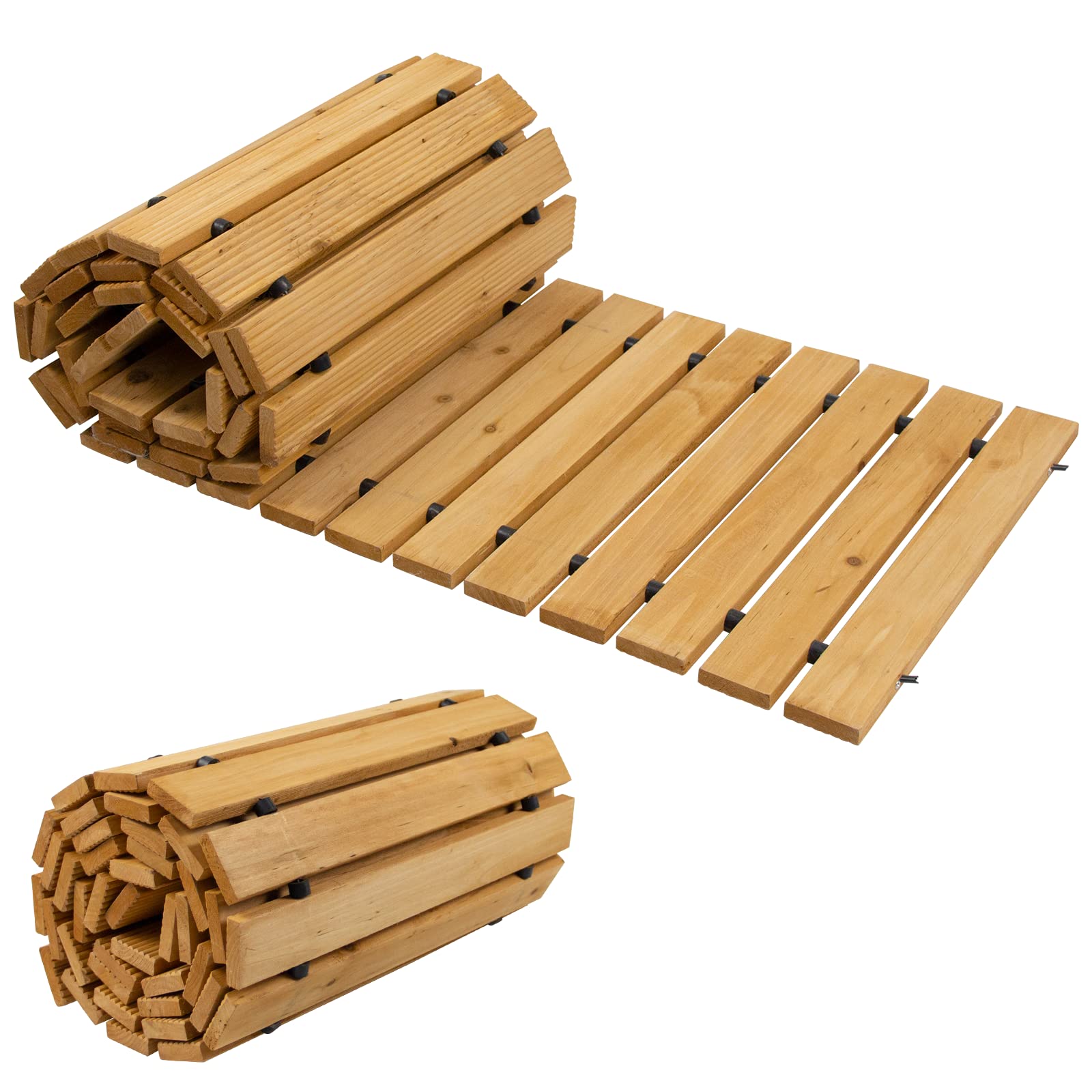 Wooden Pathway 8', Realife Roll Out Weather-Resistant Garden Cedar Walkway for Outside, Patio, Beach - WoodArtSupply