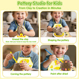 Pottery Wheel for Kids Arts and Crafts Toys for Kids 4-8 8-12 Girl Beginner with Foot Pedal USB Power 3 Clay Packs Apron Tools Mini Art Supplies Birthday Christmas Gifts for 9 Year Old Girls Mikiomie