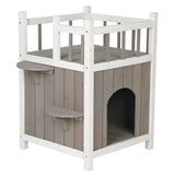 TRIXIE Cat Home with Balcony, Elevated Cat House, Weatherproof Shelter, Ideal for Cats and Small Dogs 17.5 x 17.5 x 25.5 in. TRIXIE