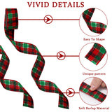 Whaline 10 Rolls 50 Yards Christmas Burlap Ribbon Rolls 1 Inch Wired Plaid Wrapping Ribbons Xmas Decorative Ribbon for Wreath Bow Gift Decor Whaline