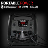 Schumacher Electric Jump Starter and Portable Power Station 6-in-1, SJ1332 with 150-PSI Air Compressor and 200 Continuous/400 Peak Watt Power Inverter, 1200 Peak Amps, 12 Volts, Black, 1 unit Schumacher