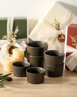 Tikooere Ramekins 6 oz, Oven Safe Soufflé Dishes for Creme Brulee, Souffle, Pudding, Lava Cake, Stoneware Custard Cups for Baking, Ceramic Sauce Bowls Set of 6, Kitchen Decor Gift, Matte Black Tikooere