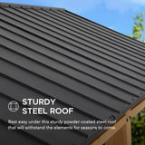 Sunjoy Carport 11 ft. x 20 ft. Standard Wood Gazebo Heavy Duty Garage, Cedar Framed Gazebo Car Shelter with Metal Roof and Movable Ceiling Hook Sunjoy