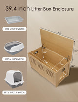 DINZI LVJ Litter Box Enclosure, Flip Top Litter Box Furniture, Hidden Cat Washroom, Wooden Cat House, End Table, 39.4" L x 19.7" W x 19.7" H, Good Ventilation, Easy to Assemble, Natural DINZI LVJ