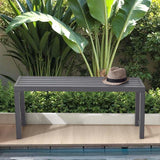 Metal Garden Bench for Outdoors, Set of 2, Grey Outdoor Benches Slats for Patio, Patio Backless Bench,Dining Bench for Porch, Lawn, Balcony, Backyard and Park Stabrech