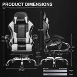 GTPLAYER Gaming Chair, Computer Chair with Footrest and Lumbar Support, Height Adjustable Game Chair with 360°-Swivel Seat and Headrest and for Office or Gaming (White) GTPLAYER