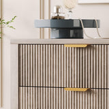 GarveeHome Fluted 5 Drawer Dresser, 45 in Tall Slim Dresser for Small Spaces, Modern Farmhouse Wooden Chest of Drawers for Bedroom Nursery Apartment, Easy Assembly GarveeHome