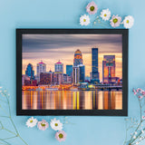 Full Drill Louisville Skyline Sunset Modern Architecture Kentucky USA DIY 5D Diamond Painting by Number Unique Kits Home Wall Decor Crystal Rhinestone Wall Decor 12x16inch TUTUMAY21