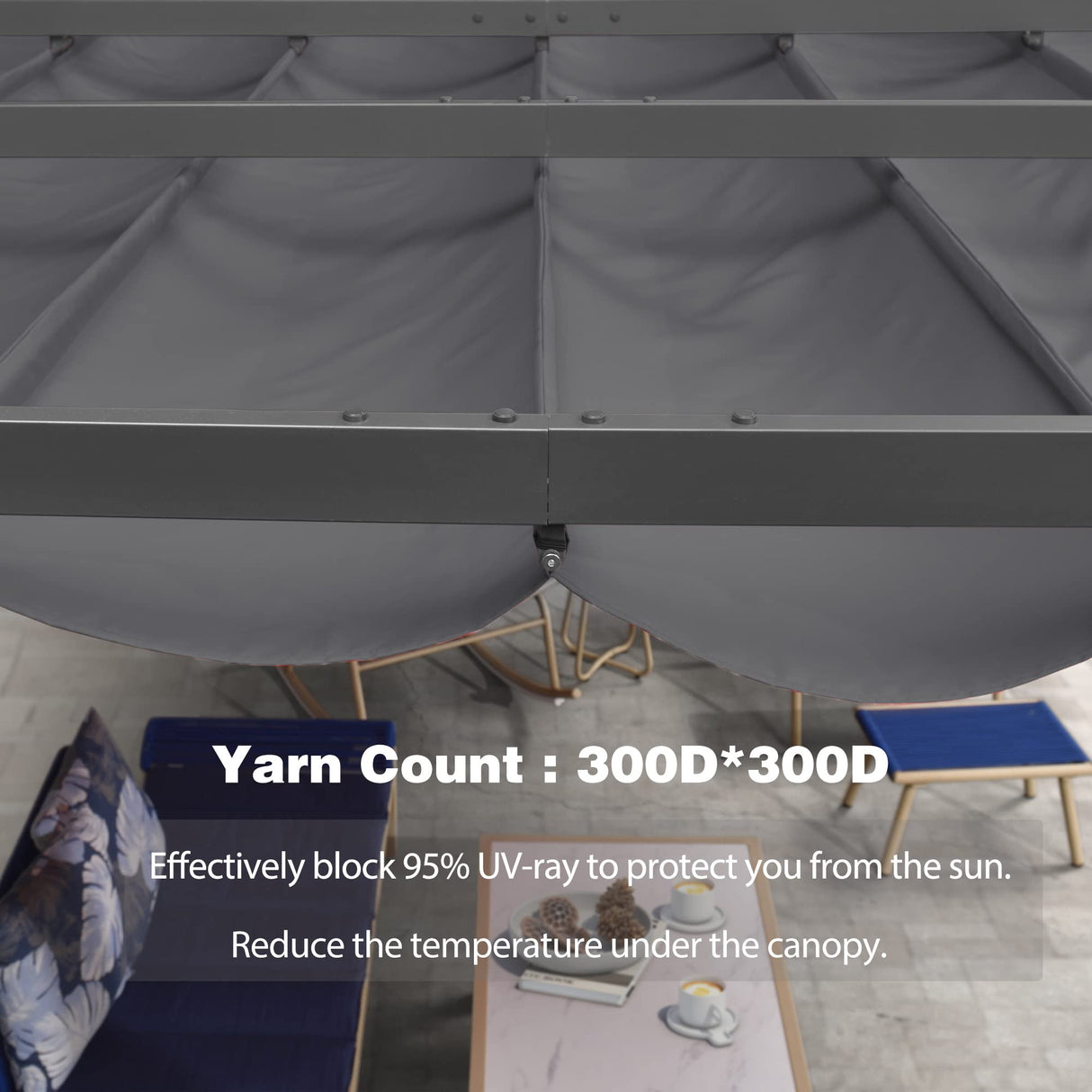 PURPLE LEAF Pergola Shade Cover for 10' X 13' Deck Porch Outside Outdoor Retractable Durable Fabric Canopy Replacement Top Only Gray PURPLE LEAF