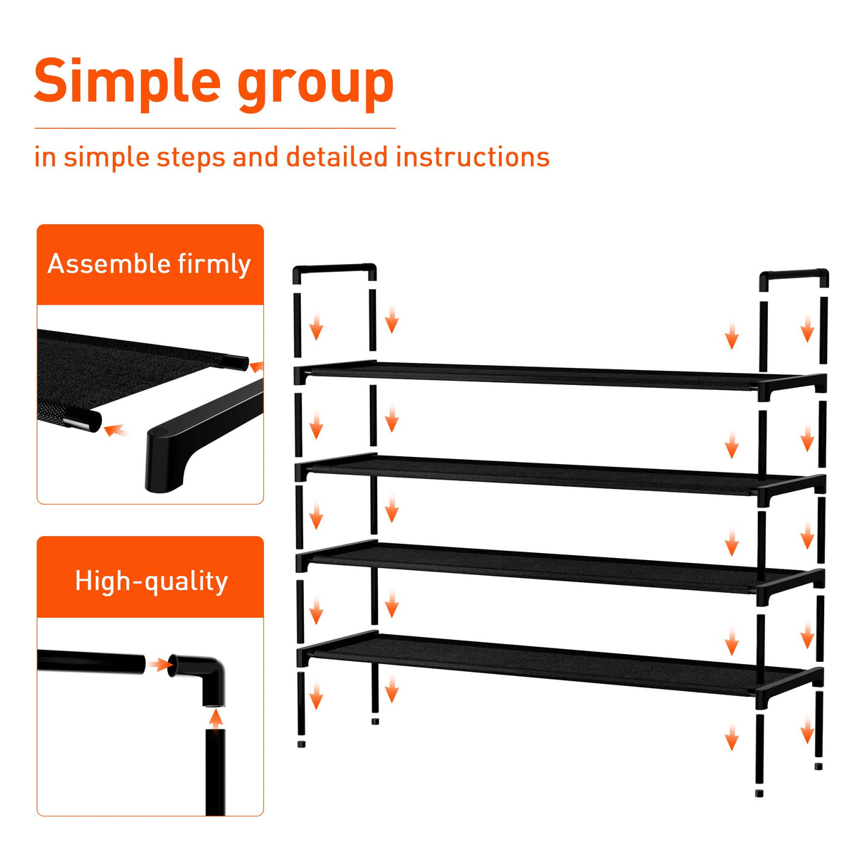 Nbwxcwbs Shoe Rack 4 Tier Shoe Organizer Shoe Storage Shoe Rack for Narrow Hallway Entryway Bedroom Easy Assembly (Black) Nbwxcwbs