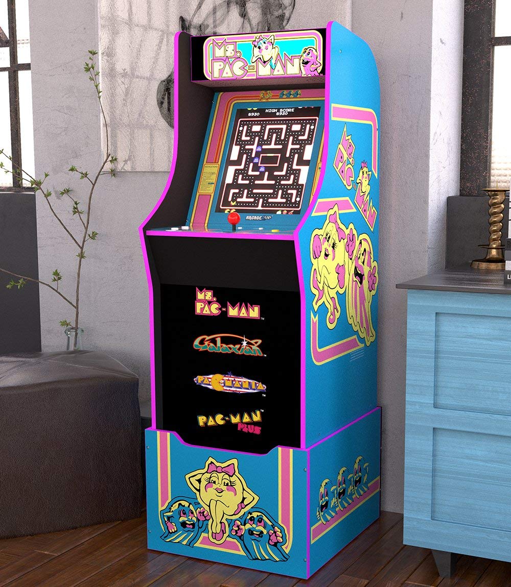 Arcade1Up Ms. Pac-Man 80S Retro Home Arcade Machine, 4 Games In 1, 4 Foot Cabinet with 1 Foot Riser - Electronic Games ARCADE1UP