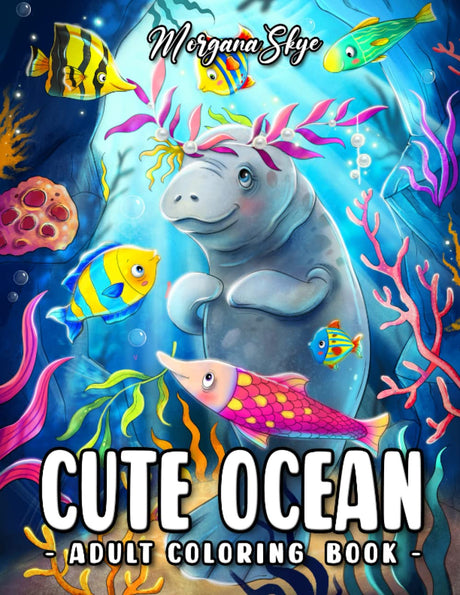 Cute Ocean: An Adult Coloring Book Featuring Adorable Sea Creatures, Beautiful Corals and Fun Underwater Scenes for Stress Relief and Relaxation WoodArtSupply
