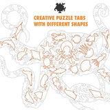 Octopus Wooden Jigsaw Puzzle 135 Pieces, 17.3"x13.6" with Unique Shapes for Adults by WoodGalaxy WoodGalaxy