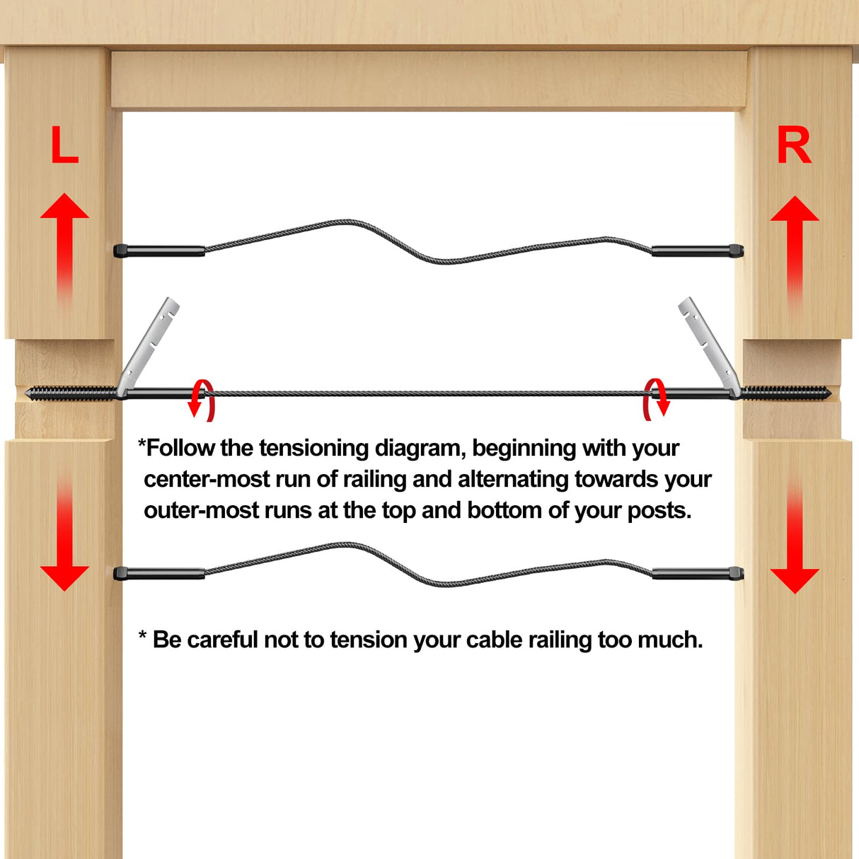 BLIKA 40 Pack T316 Stainless Steel Black Right&Left Handed Thread Swage Lag Screws for Wood Posts of 1/8" Deck Cable Railing Kit, Wire Railing Kit for Decks with Wrench, DIY Wood Baluster BLIKA