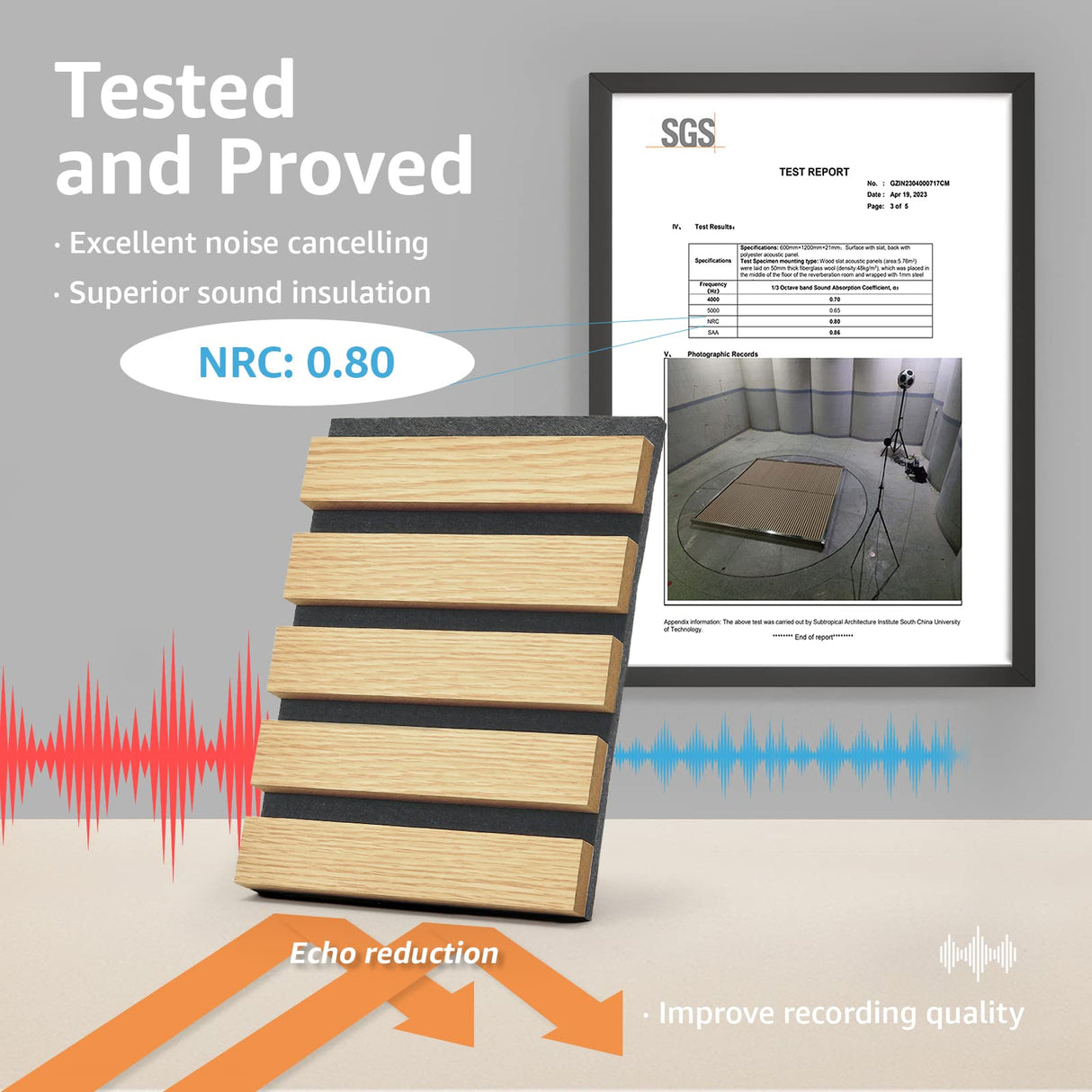 Art3d 2 Wood Slat Acoustic Panels for Wall and Ceiling - 3D Fluted Sound Absorbing Panel with Wood Finish - Oak Art3d