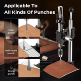 Bonvoisin Leather Hole Puncher, Leather Press Machine, Manual Press Puncher for Craft with Punch Tools Chuck, Plastic Plate and Punches Bonvoisin