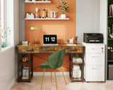 ODK Vintage Small Computer Desk with Fabric Drawers and Storage Shelves - Modern Writing Table, 48"x16" ODK