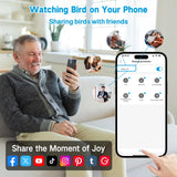 seanme Smart Bird Feeder with Camera Solar-Powered | 2.5K HD Live View, AI Identify 10,000+ Birds | Instant Alerts & Weatherproof Design | Bird Watching Birthday Gift for Mom/Father/Grandparents seanme