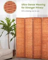 JOSTYLE Room Divider with Natural Bamboo, 6-Panel Folding Privacy Screen Room Divider- Saddle Brown JOSTYLE