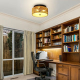 ANQIANYUE Rattan Flush Mount Ceiling Light, Boho Ceiling Light Fixture, 3-Lights Hand Woven Ceiling Light Fixture with PVC Plate for Hallway Bedroom Kitchen Entryway Living Room Foyer ANQIANYUE