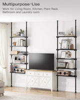 ALLZONE Adjustable 5-Tier Narrow Ladder Bookshelf with Tension Mount for Modern Spaces, Black ALLZONE