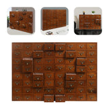 64-Drawer Wooden Storage Box, Traditional Apothecary Curio Cabinet, Library Card Catalog Cabinet Herb Storage Box w/Label Holders Handles AngelcityCC