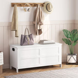 MAHANCRIS Storage Chest, 39.4”L Large Toy Chest, Entryway Storage Trunk, Toy Storage Organizer, Storage Bench with Safety Hinge, Entrance Bench for Living Room, Entrance, Bedroom, White SCWT48301 MAHANCRIS