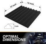 52 Pack Acoustic Panels 1 X 12 X 12 Inches - Acoustic Foam - High Density- Soundproof Studio Wedges - Charcoal audiosoul